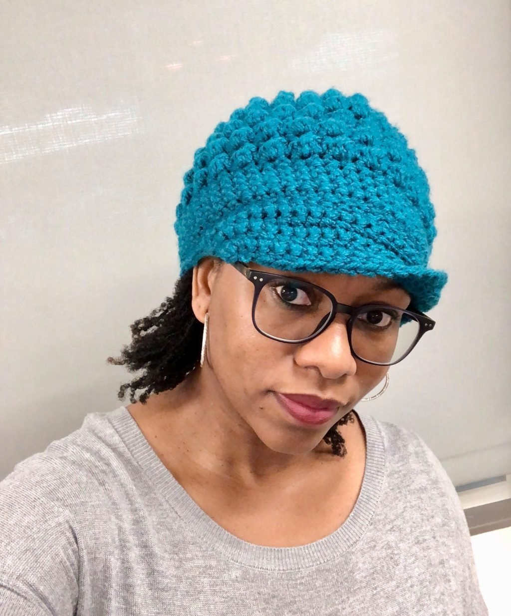 Teal Pop Stitch Crochet Hat - Image 5