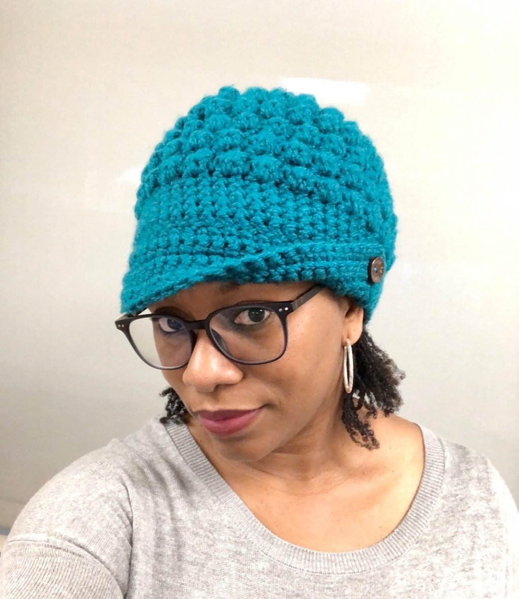 Teal Pop Stitch Crochet Hat