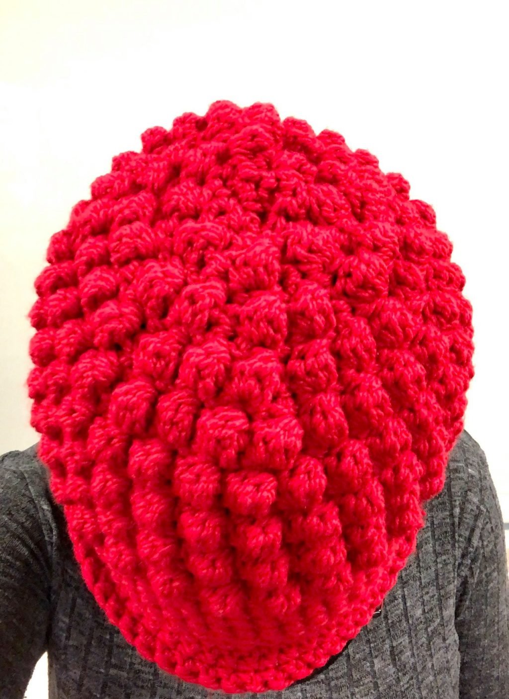 Red Pop Stitch Crochet Hat - Image 3